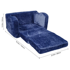 Baby Chair Foldable 2-in-1 Comfy Baby Lounger Couch Kids Sofa Blue