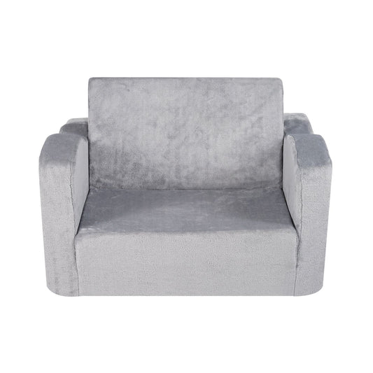 Baby Chair Foldable 2-in-1 Comfy Baby Lounger Couch Kids Sofa Grey