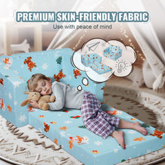 Baby Chair Foldable 2-in-1 Baby Lounger Couch Cartoon Kids Sofa Pink
