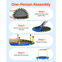 3FT Trampoline for Kids, 92 cm Trampolines Indoor/Outdoor Trampoline for Toddlers, Foldable Mini Baby Trampoline with Foam Handle, Recreational Trampoline Birthday Gift for 3+ Years Kids