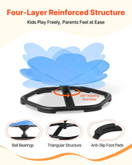Kids Swivel Chair, 220 lbs Capacity, Flower Shape Sensory Spinning Chair, Autistic Kids Sensory Toy Seat with Non-Slip Metal Base, Toddler Sit & Spin Seat for Coordination Balance Focus, Blue