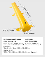 Flood Barrier Hydro Barrier 12' Length x 12" Height for Water Diversion