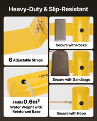 Flood Barrier Hydro Barrier 12' Length x 12" Height for Water Diversion