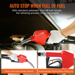 Fuel Transfer Pump 12V 15 GPM 1/4 HP Diesel Pump with Auto Fuel Nozzle