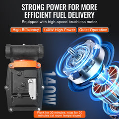 Fuel Transfer Pump 12V 15 GPM 1/4 HP Diesel Pump with Auto Fuel Nozzle