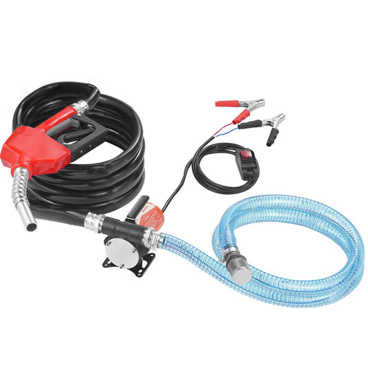 Fuel Transfer Pump 12V 8 GPM 1/6 HP Diesel Pump with Auto Fuel Nozzle