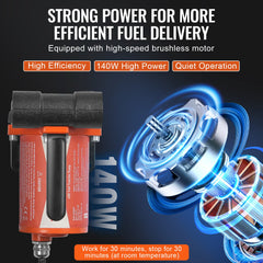 Fuel Transfer Pump 12V 8 GPM 1/6 HP Diesel Pump with Auto Fuel Nozzle