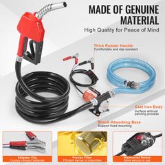 Fuel Transfer Pump 12V 8 GPM 1/6 HP Diesel Pump with Auto Fuel Nozzle