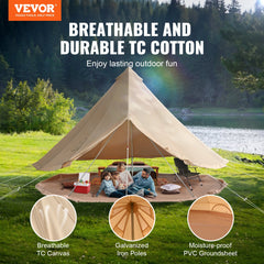 Canvas Bell Tent 3m/9.8ft 4-Season Canvas Tent for Camping with Stove Jack