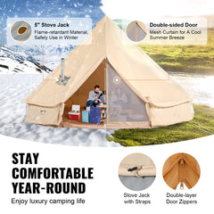 Canvas Bell Tent 3m/9.8ft 4-Season Canvas Tent for Camping with Stove Jack