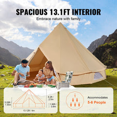 Canvas Bell Tent 4m/13.12ft 4-Season Camping Yurt Tent with Stove Jack