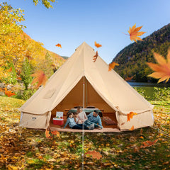 Canvas Bell Tent 4m/13.12ft 4-Season Camping Yurt Tent with Stove Jack