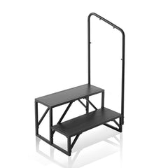 RV Steps, 2-Step RV Stairs, 199.58KGS Load Capacity, Thickened Carbon Steel, With Handrail, Non-Slip Steps for Safe Entry and Exit, Suit for RV, Trailer, Camper Steps