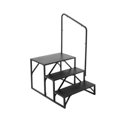 RV Steps, 3-Step RV Stairs, 199.58KGS Load Capacity, Thickened Carbon Steel, With Handrail, Non-Slip Steps for Safe Entry and Exit, Suit for RV, Trailer, Camper Steps