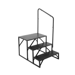 RV Steps, 3-Step RV Stairs, 199.58KGS Load Capacity, Thickened Carbon Steel, With Handrail, Non-Slip Steps for Safe Entry and Exit, Suit for RV, Trailer, Camper Steps