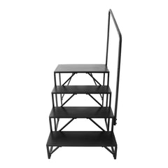 RV Steps, 4-Step RV Stairs, 199.58KGS Load Capacity, Thickened Carbon Steel, With Handrail, Non-Slip Steps for Safe Entry and Exit, Suit for RV, Trailer, Camper Steps