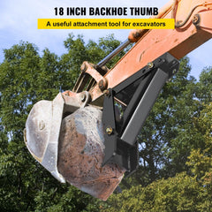 45.7 cm Backhoe Thumb, 12 mm Teeth Thickness Heavy Duty Excavator Thumb, Black Steel Weld On Thumb Attachments with 12mm Bolt-On Design Adjustable Mechanical Thumb for Backhoe/Excavator