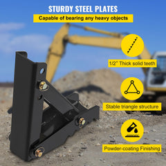 45.7 cm Backhoe Thumb, 12 mm Teeth Thickness Heavy Duty Excavator Thumb, Black Steel Weld On Thumb Attachments with 12mm Bolt-On Design Adjustable Mechanical Thumb for Backhoe/Excavator