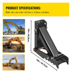 45.7 cm Backhoe Thumb, 12 mm Teeth Thickness Heavy Duty Excavator Thumb, Black Steel Weld On Thumb Attachments with 12mm Bolt-On Design Adjustable Mechanical Thumb for Backhoe/Excavator