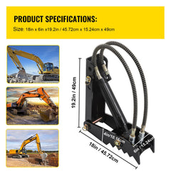 Hydraulic Backhoe Thumb, 45.7cm 1.27cm Thickness Heavy Duty Excavator Thumb, Black Steel Weld On Thumb Attachments with Hydraulic Cylinder, Mechanical Hydraulic Thumb for Backhoe/Excavator