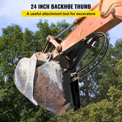 61cm Hydraulic Backhoe Excavator Thumb Attachments Weld On 1.27cm Teeth Thick Steel Plate Assembly 12MM Bolt-On Design with Hydraulic Cylinder