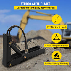 61cm Hydraulic Backhoe Excavator Thumb Attachments Weld On 1.27cm Teeth Thick Steel Plate Assembly 12MM Bolt-On Design with Hydraulic Cylinder