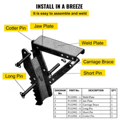 61cm Hydraulic Backhoe Excavator Thumb Attachments Weld On 1.27cm Teeth Thick Steel Plate Assembly 12MM Bolt-On Design with Hydraulic Cylinder