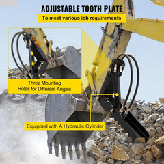 61cm Hydraulic Backhoe Excavator Thumb Attachments Weld On 1.27cm Teeth Thick Steel Plate Assembly 12MM Bolt-On Design with Hydraulic Cylinder