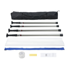 Dust Barrier Poles, 10 Ft Barrier Poles, Dust Barrier System with 4 Telescoping Poles, Magnetic Zipper, Carry Bag and 32.8x13.12 Ft Plastic Film, for Interior Decoration, Painting