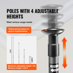 Dust Barrier Poles, 12 Ft Barrier Poles, Dust Barrier System with 4 Telescoping Poles, Magnetic Zipper, Carry Bag and 32.8x13.12 Ft Plastic Film, for Interior Decoration, Painting