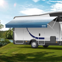 RV Awning Fabric Replacement, 3.72m Fabric Length for 3.96mAwning, Heavy Duty 3-Ply 16oz PVC Camper Awning Fabric, Waterproof & UV Protection Outdoor Canopy for RV, Trailer, Motorhome, Blue Fade