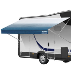 RV Awning Fabric Replacement, 3.72m Fabric Length for 3.96mAwning, Heavy Duty 3-Ply 16oz PVC Camper Awning Fabric, Waterproof & UV Protection Outdoor Canopy for RV, Trailer, Motorhome, Blue Fade