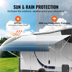 RV Awning Fabric Replacement, 6.15m Fabric Length for 6.4m Awning, Heavy Duty 3-Ply 16oz PVC Camper Awning Fabric, Waterproof & UV Protection Outdoor Canopy for RV, Trailer, Motorhome, Blue Fade