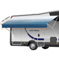 RV Awning Fabric Replacement, 6.15m Fabric Length for 6.4m Awning, Heavy Duty 3-Ply 16oz PVC Camper Awning Fabric, Waterproof & UV Protection Outdoor Canopy for RV, Trailer, Motorhome, Blue Fade