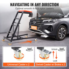 Automotive Topside Creeper, with Adjustable Height 48" to 76", 181.44KGS Capacity High Creeper, 4 Swivel Caster Wheels, Heavy Duty Foldable Creeper for Auto Repair and Maintenance