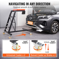 Top Automotive Creeper, Engine Creeper with Adjustable Height 45.7" to 66.3",181.44KGS Capacity High Creeper, 4 Swivel Caster Wheels, Heavy Duty Foldable Creeper for Auto Repair and Maintenance
