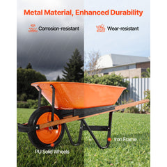 Wheelbarrow Cart One Wheel Garden Dump Cart 330 lbs Yard Utility Cart