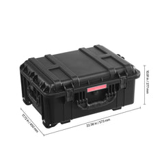 2.5 Cu.ft Weatherproof Hard Case, Waterproof Hard Case with Rolling Wheels and Retractable Pull Handle, IP67 Waterproof Protective Case with 4 Clips, 4 Padlock Holes, and Foam Inserted, Black