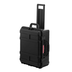 2.5 Cu.ft Weatherproof Hard Case, Waterproof Hard Case with Rolling Wheels and Retractable Pull Handle, IP67 Waterproof Protective Case with 4 Clips, 4 Padlock Holes, and Foam Inserted, Black
