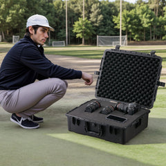 Weatherproof Hard Case, Heavy Duty Protective Dry Box Case with Pre-cut Foam, and Retractable Pull Handles for Travel, Hunting, Military, Tactical, IP67 Waterproof Case for Cameras (56.1x37x26)