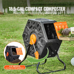 Compost Bin 18.5 Gal Composter Tumbler Rotating Outdoor with Sliding Door