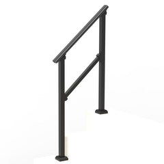 Handrails for Outdoor Steps, 2-3 Step Stair Hand Rail Kit, Transitional Carbon Steel Railings with Installation Kit, Stair Rails for Seniors, Concrete Steps & Porch & Deck, Black Square Tube