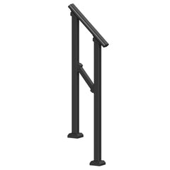 Handrails for Outdoor Steps, 1-2 Step Stair Hand Rail Kit, Transitional Carbon Steel Railings with Installation Kit, Stair Rails for Seniors, Concrete Steps & Porch & Deck, Black Square Tube