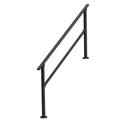 Handrails for Outdoor Steps, 5 Step Stair Hand Rail Kit, Transitional Carbon Steel Railings with Installation Kit, Stair Rails for Seniors, Concrete Steps & Porch & Deck, Black Square Tube