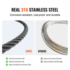 T316 Stainless Steel Cable 3.18mm 7x7 Steel Wire Rope 152.4m Cable Railing