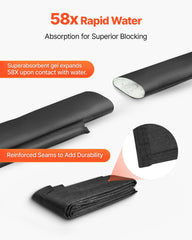 Flood Barrier, 8 Pack, 3050 x 210 mm Flood Bags Activated by Water, Reusable Water Absorbent Barrier, Sandless Sandbags Blockage, Flooding Prevention Bags for Home, Doorway, Basement, Garage