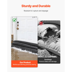 Flood Barrier, 10 Pack, 1530 x 210 mm Flood Bags with Bucket, Reusable Water Absorbent Barrier Activated by Water, Sandless Sandbags Blockage, Flooding Prevention Bags for Basement, Garage, Doorway