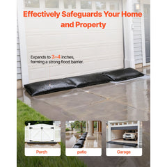 Flood Barrier, 10 Pack, 430 x 830 mm Flood Bags with Bucket, Reusable Water Absorbent Barrier Activated by Water, Sandless Sandbags Blockage, Flooding Prevention Bags for Door, Basement, Garage