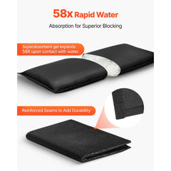 Flood Barrier, 10 Pack, 430 x 830 mm Flood Bags with Bucket, Reusable Water Absorbent Barrier Activated by Water, Sandless Sandbags Blockage, Flooding Prevention Bags for Door, Basement, Garage