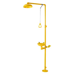 Emergency Shower Eye Wash Station, 34.25 x 15.75 x 91.73 Inch 304 Stainless Steel Eyewash and Shower Combination, OSHA-Approved First Aid Eye Wash Station, for Schools, Labs, Factories, Yellow